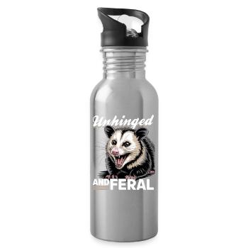 Funny Opossum - Water bottle with straw - silver - Right