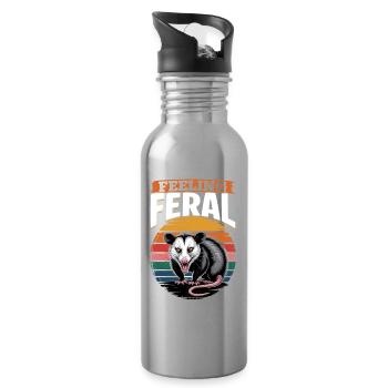 Funny Opossum - Water bottle with straw - silver - Right