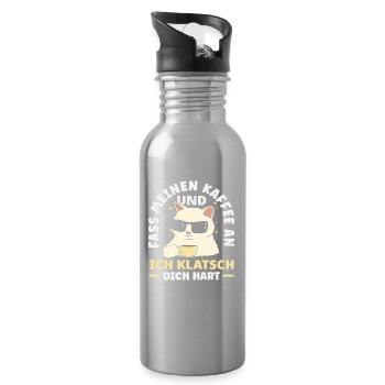 Funny Cat Coffee Saying Office Coffee Lover - Water bottle with straw - silver - Right