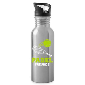 Équipe de Padel PADEL FRIENDS Jeux de padel amusants - Gourde avec paille intégrée - argent clair - Droite