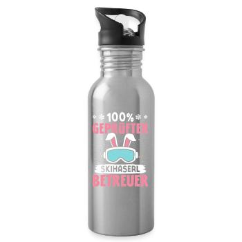 Skilehrer 100 % GEPRÜFTER SKIHASERL BETREUER - Trinkflasche mit integriertem Trinkhalm - Lightsilver - Rechts