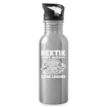 Funny Cat No Motivation Saying - Water bottle with straw - silver - Right