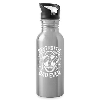 Rottweiler dit papa, drôle de cadeau de rottweiler - Gourde avec paille intégrée - argent clair - Droite