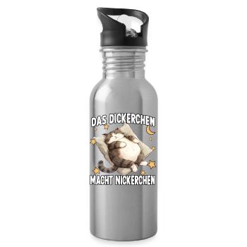 Lustiges Katzennachthemd Faulenzer Katzen - Trinkflasche mit integriertem Trinkhalm - Lightsilver - Rechts