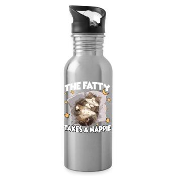 Cat Pajama Nightgown – Fun Cozy Sleep - Water bottle with straw - silver - Right