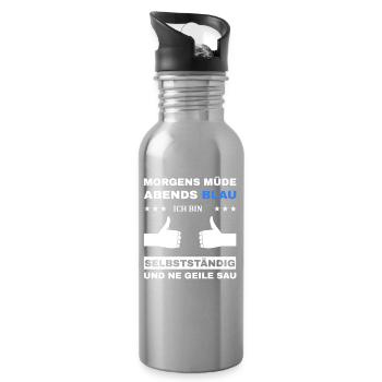 Fatigué le matin, bleu le soir, indépendant - Gourde avec paille intégrée - argent clair - Droite