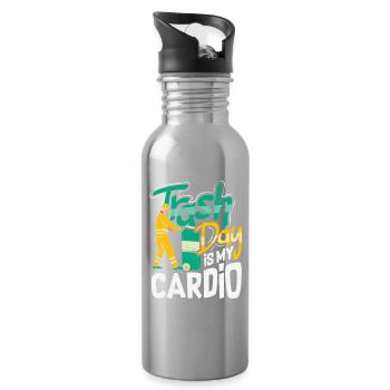 Garbage Day is my favorite day - Water bottle with straw - silver - Right