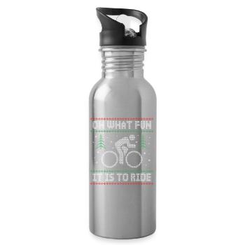 FUNNY UGLY CHRISTMAS ROAD BIKE CYCLING BIKE - Water bottle with straw - silver - Right