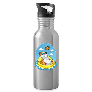 Natation de hamsters dans l’anneau d’été - Gourde avec paille intégrée - argent clair - Droite