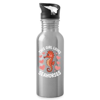 Seahorse Saying Funny Seahorse Gift - Water bottle with straw - silver - Right