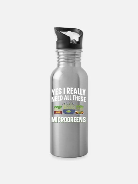 Microgreens Growing System Gartenset Spross - Trinkflasche mit integriertem Trinkhalm - Lightsilver