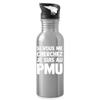 Humor PMU Funny Bar Bistrot Turfiste Turf Bet - Water bottle with straw - silver - Right