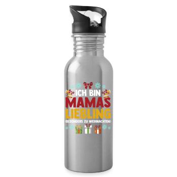 Weihnachtsmann Mamas Liebling Weihnachten - Trinkflasche mit integriertem Trinkhalm - Lightsilver - Rechts
