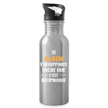 Reciproque Alain T’insupporte - Gourde avec paille intégrée - argent clair - Droite