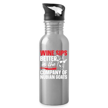 Nubische Ziegenmama Weinliebhaberin Stofftier Nubier - Trinkflasche mit integriertem Trinkhalm - Lightsilver - Rechts