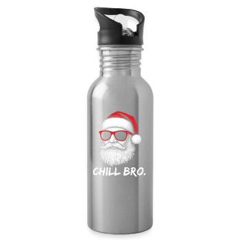 CHILL BRO – Père Noël drôle avec - Gourde avec paille intégrée - argent clair - Droite