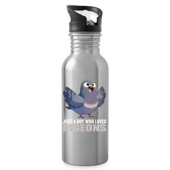 Tauben Taube - Trinkflasche mit integriertem Trinkhalm - Lightsilver - Rechts