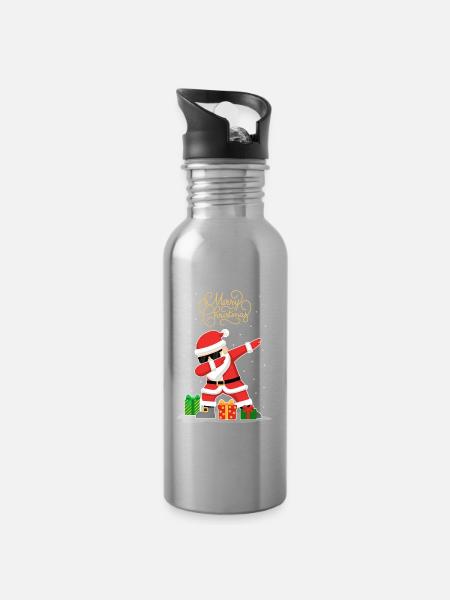 Lustiges Weihnachtsmann Santa Claus Dabbing Snow - Trinkflasche mit integriertem Trinkhalm - Lightsilver