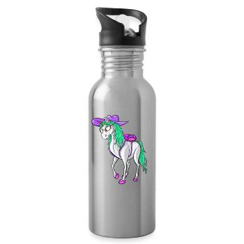Back to School 2026 Unicorn Style Design Tee Kids - Water bottle with straw - silver - Right