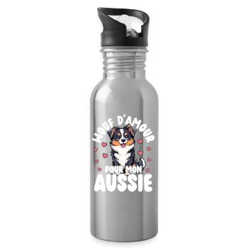Love For My Australian Dog's Sweet Heart - Water bottle with straw - silver - Right
