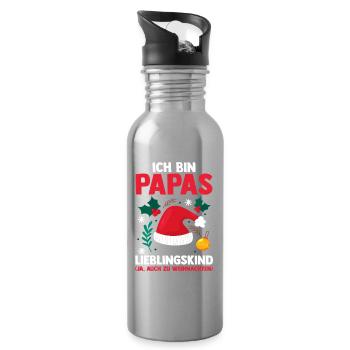 Santa Claus Dad's favorite child Christmas - Water bottle with straw - silver - Right