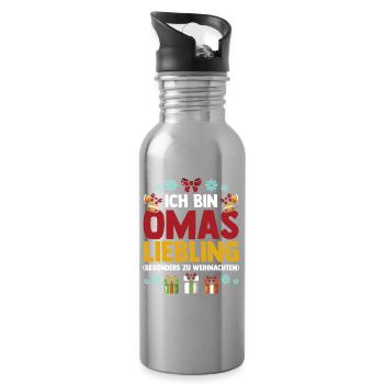 Weihnachtsmann Omas Liebling Weihnachten - Trinkflasche mit integriertem Trinkhalm - Lightsilver - Rechts