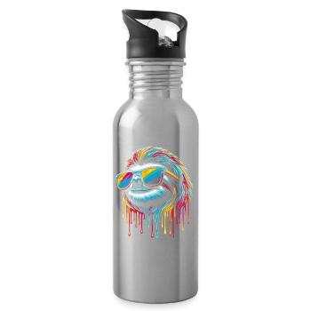 Sloth Sloth Art Lazy Sloth Fan - Water bottle with straw - silver - Right