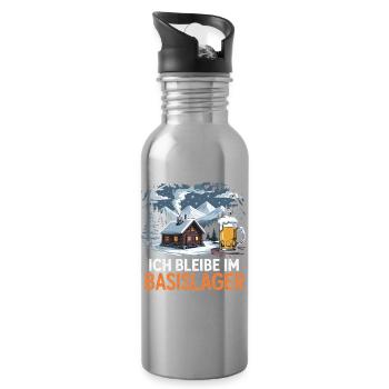 Je loge au camp de base - une cabane et une bière dans le - Gourde avec paille intégrée - argent clair - Droite