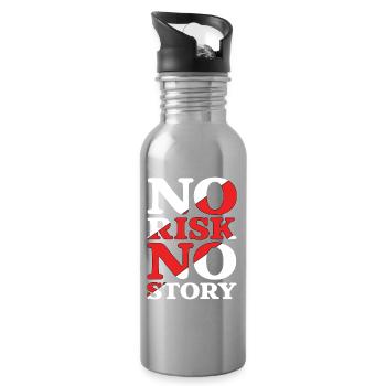 No Risk No Story - Water bottle with straw - silver - Right