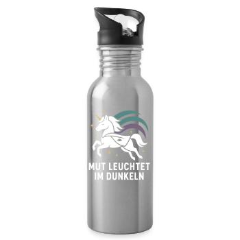 Le courage brille dans l’obscurité, héroïne licorne - Gourde avec paille intégrée - argent clair - Droite