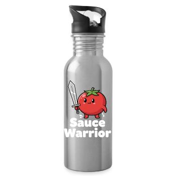 Tomato Warrior with Sword - Water bottle with straw - silver - Right