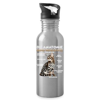 Bengali T | Bengal Katzenhalter Bengal Katzen - Trinkflasche mit integriertem Trinkhalm - Lightsilver - Rechts