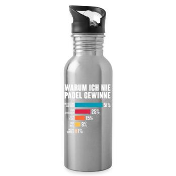 Padel game WHY I NEVER WIN IN PADEL Funny - Water bottle with straw - silver - Right