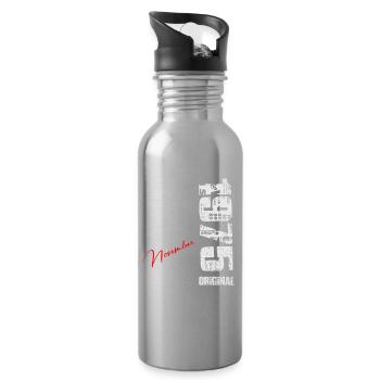 November-1975-Jahrgang-Vintage-Retro-Geburtstag - Trinkflasche mit integriertem Trinkhalm - Lightsilver - Rechts