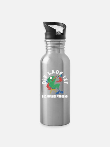 Die Lage ist besäufniserregend Fisch - Trinkflasche mit integriertem Trinkhalm - Lightsilver
