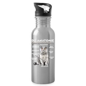 T britannique à cheveux court | Propriétaires de chats Cats British - Gourde avec paille intégrée - argent clair - Droite