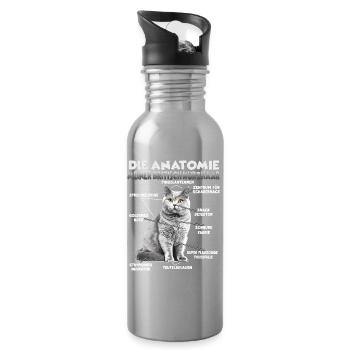 Britisch Kurzhaar Geschenk Katzenbesitzer Geschenk - Trinkflasche mit integriertem Trinkhalm - Lightsilver - Rechts