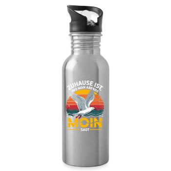 Home is where you say hello in the evening Seagull North Sea - Water bottle with straw - silver - Right