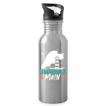Ostsee Urlaub UMMANZ MOIN Lustiges - Trinkflasche mit integriertem Trinkhalm - Lightsilver - Rechts
