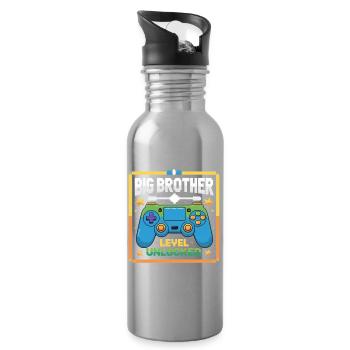 Großer Bruder Level Freigeschaltet - Trinkflasche mit integriertem Trinkhalm - Lightsilver - Rechts