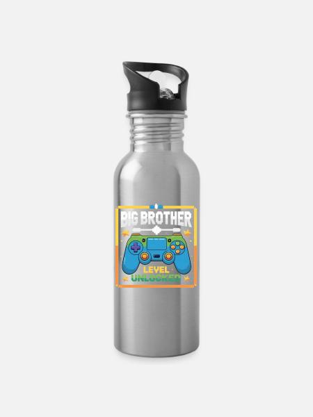 Großer Bruder Level Freigeschaltet - Trinkflasche mit integriertem Trinkhalm - Lightsilver