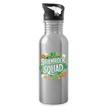 Shamrock Squad: Grünzauber - Trinkflasche mit integriertem Trinkhalm - Lightsilver - Rechts