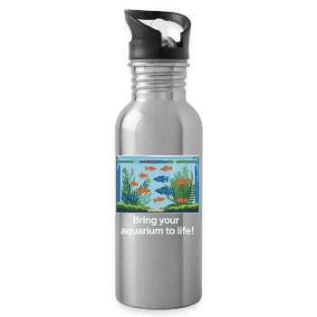 Aquarium Life: Lively Fish Tank Scene - Water bottle with straw - silver - Right