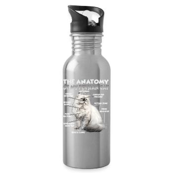 Cadeau pour chat persan, idée de cadeau pour chat - Gourde avec paille intégrée - argent clair - Droite
