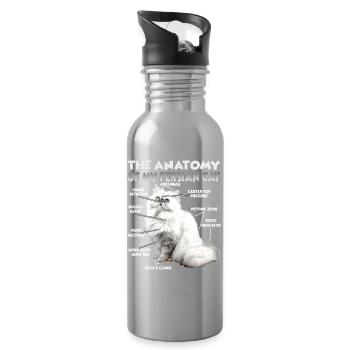 Persian Cats Gift for Cat Lover - Water bottle with straw - silver - Right