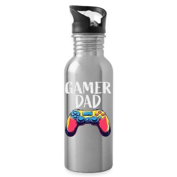 Graphismes de manette Gamer Dad - Gourde avec paille intégrée - argent clair - Droite