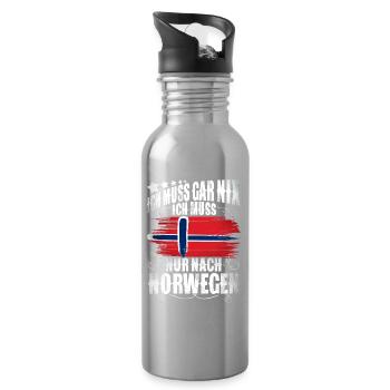 Norwegen - Trinkflasche mit integriertem Trinkhalm - Lightsilver - Rechts