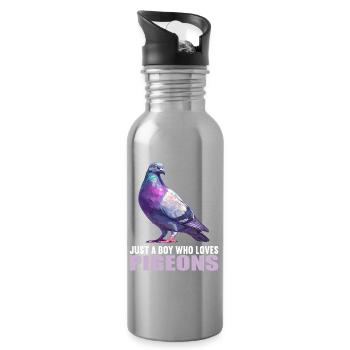 Tauben Taube - Trinkflasche mit integriertem Trinkhalm - Lightsilver - Rechts