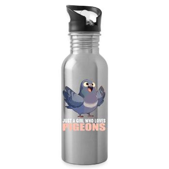 Tauben Taube - Trinkflasche mit integriertem Trinkhalm - Lightsilver - Rechts