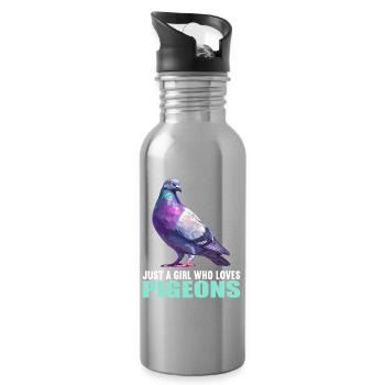 Tauben Taube - Trinkflasche mit integriertem Trinkhalm - Lightsilver - Rechts